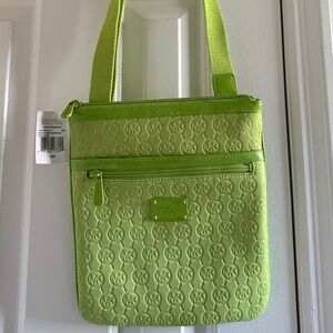 NEW MICHAEL KORS Neoprene Lime Green IPAD /Crossbody Purse
